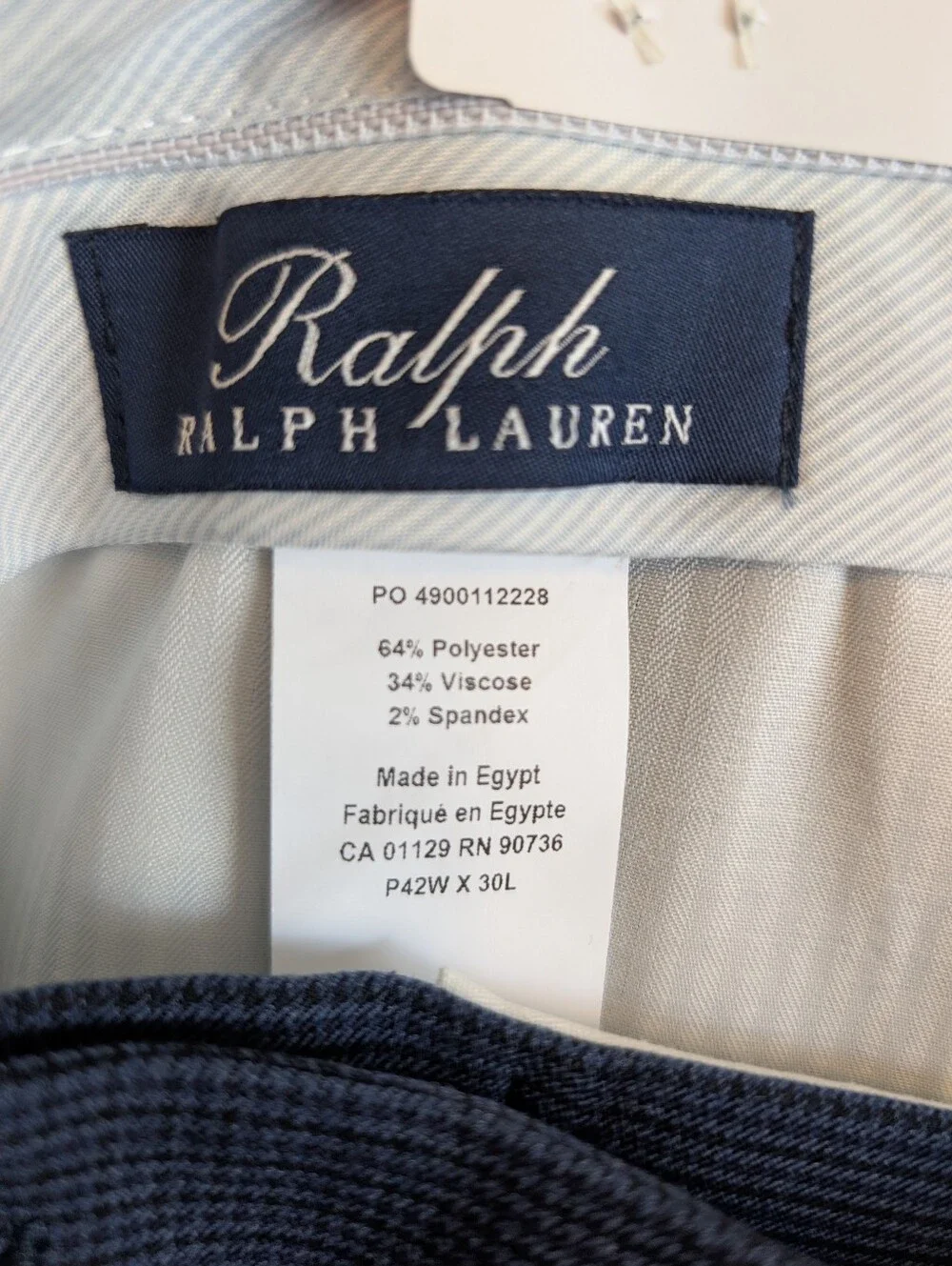 Ralph Lauren The Comfort Flex Pant Flat Front Dress Pants 42Wx30L Blue Black